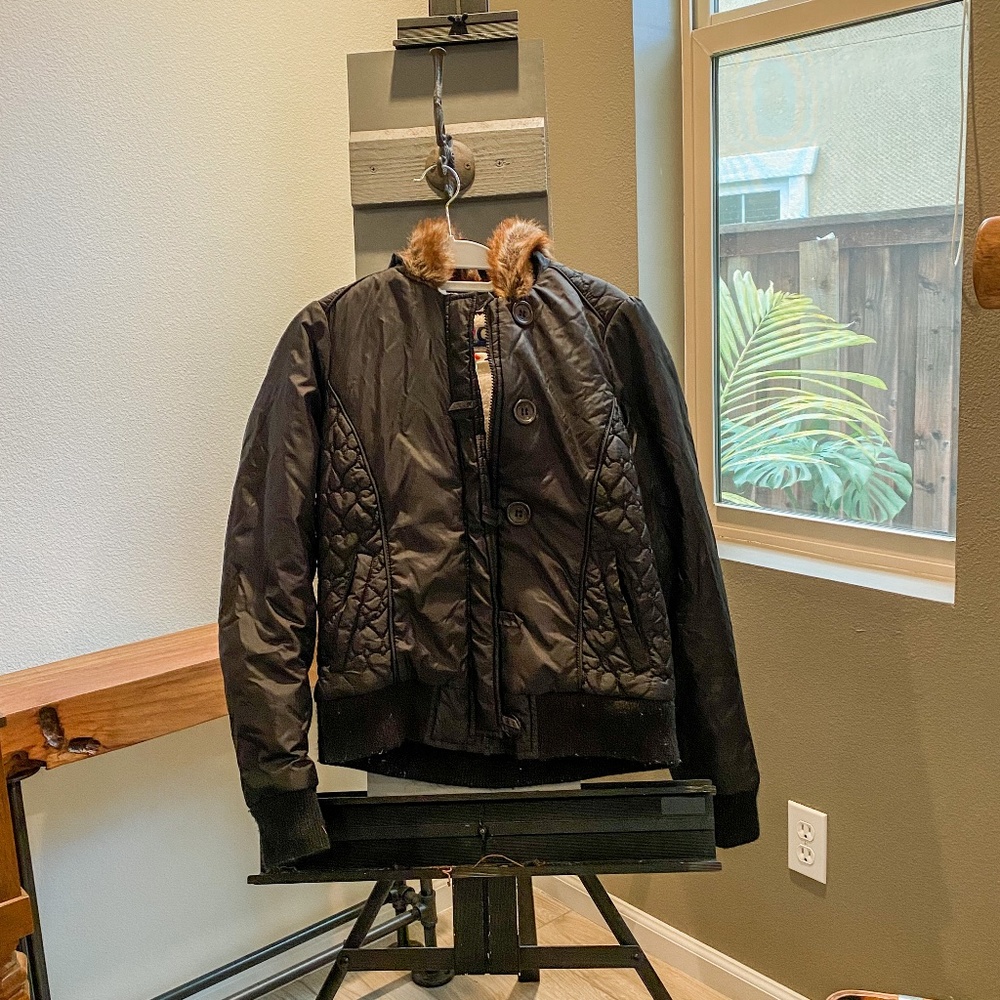 Girls Roxy fuzzy puffer jacket